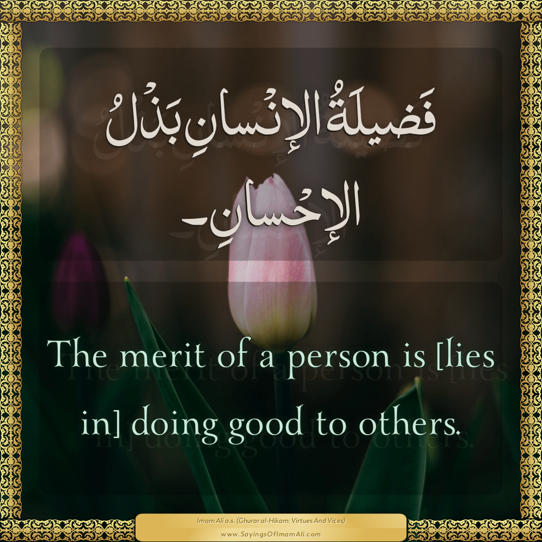 The merit of a person is [lies in] doing good to others.